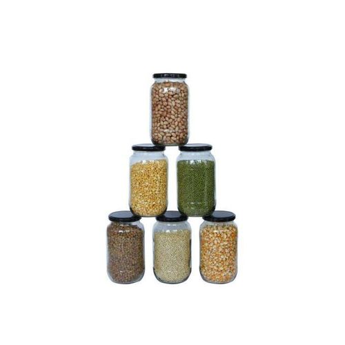 Glass Jars Glass jar with Airtight black lids 1 litres-1PC