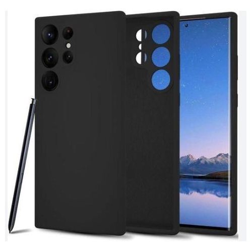 Soft Silicone Back Cover for Samsung Galaxy S23 Ultra - Black, anti-fingerprint, anti-scratch, durable silicone case