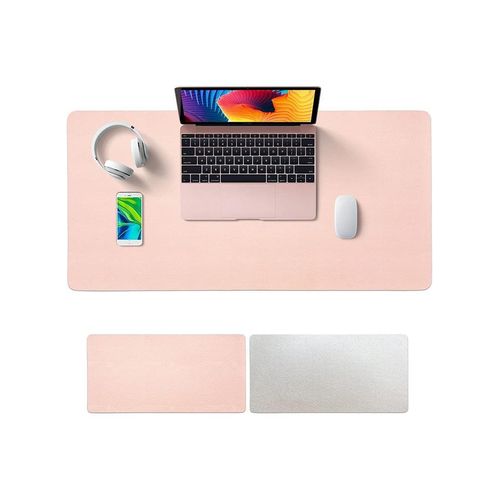 Leather Desk Mouse Pad Protector, Non-Slip Table Pad Blotter Laptop Mouse Mat Waterproof Writing Pad for Office and Home (Beige, 90x43cm)