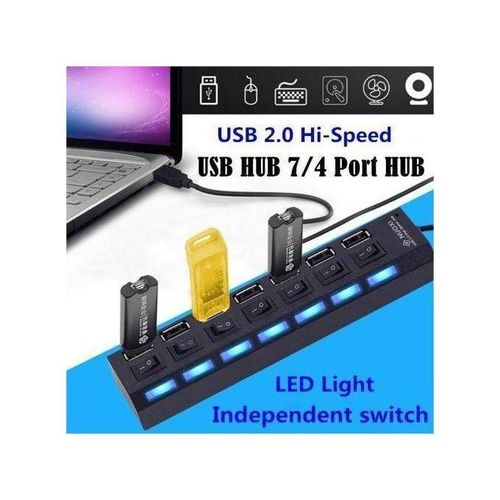 7-port USB 20 power adapter with switch