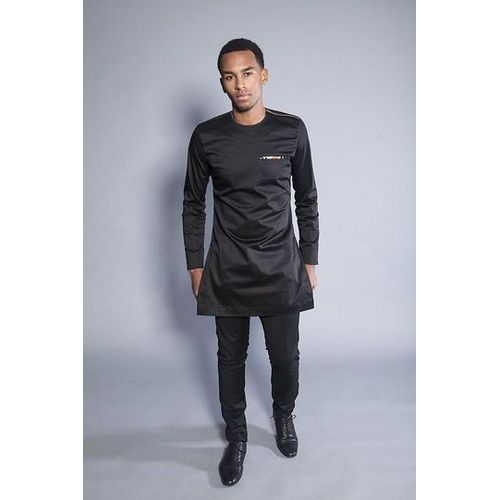 Men's Designer Shirt With Ankara /black