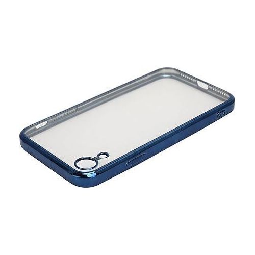 Electroplated Transparent Clear Frame Phone Case For iPhone XR-BLUE