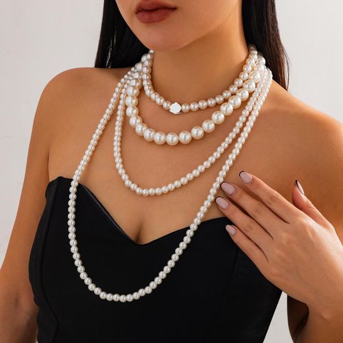 Elegant 4-Layer Pearl Statement Necklace