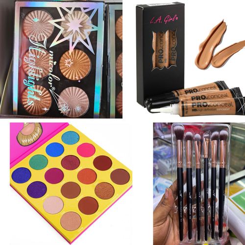 6 in 1 micolor Highligter, Eyeshadow palette , makeup brushes, 3pcs concealer + FREE Gift BAG