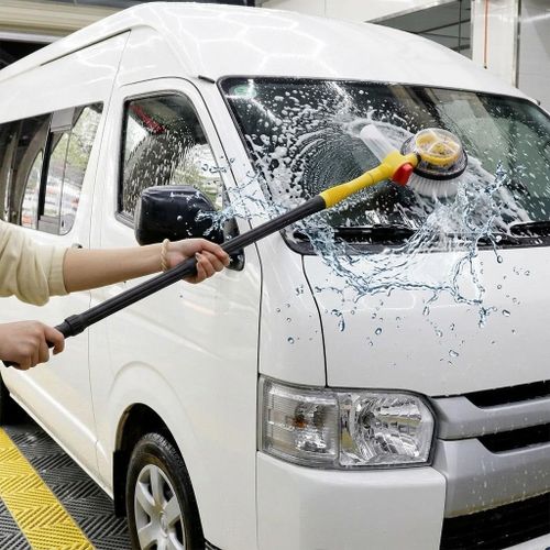 Precision Movement Detachable Design Water Pressure Auto Spinning Car Wash Soft Microfiber Mop Brush with Auto Soap Dispenser