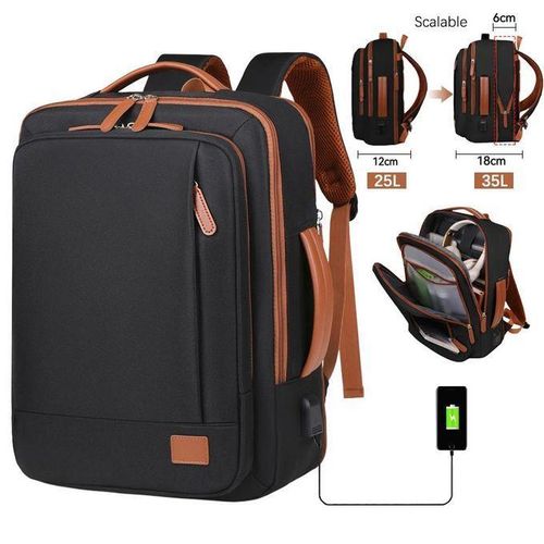 35-liter-165-inch expandable travel backpack with waterproof and durable design-featuring a USB port and a laptop compartment-a high-end business backpack