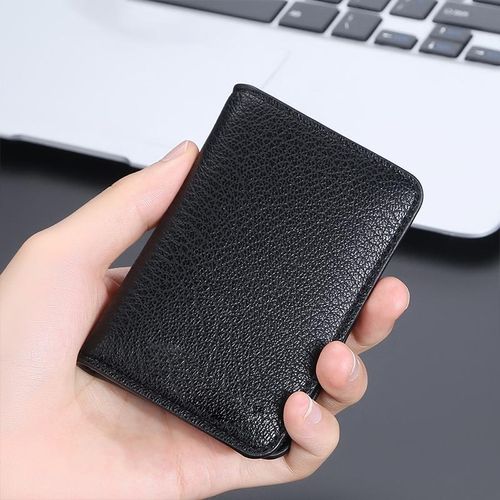 Leather Wallet Slim Bifold Front Pocket Business Card Holder For Men Minimalist Design