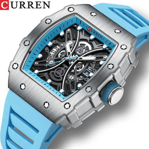 New Rectangular Luminous Men Sport Casual Silicone Wristwatches 8438