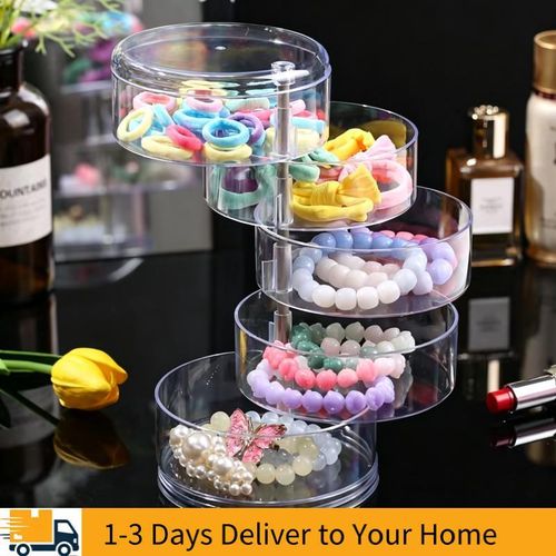 5-Tier Rotating Jewelry Storage Box, for Organized Jewelry Collection, Space-Saving 360-Degree Spinning Design, Transparent ABS Material, 11.5x11.5x21cm