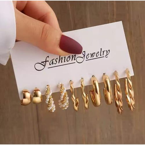 6 Pairs Hoop Earrings Set for Women – Chunky Fashion Dangle Statement Hoops Multipack
