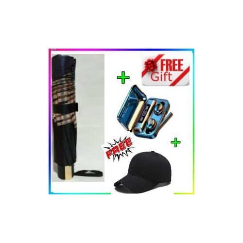 Checked Umbrella Plus F9 Earbuds Plus Cap