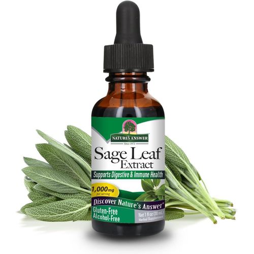 Nature's Answer Alcohol Free Sage Leaf Supplement 30ML Fluid Ounce Gluten Free - Digestive Support- Promotes Mental Function-Benefits Gut Health