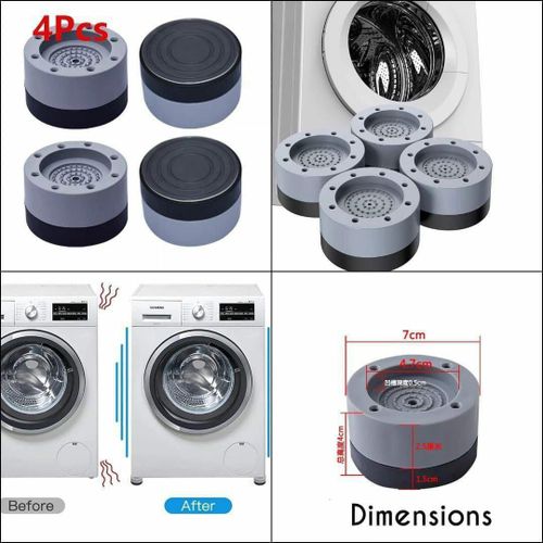 Anti-Vibration Washing Machine Support Pads - 4 Pack Shock Absorbing Non-Slip Rubber Rubber Stabilizer Feet Stand for Washers & Dryers