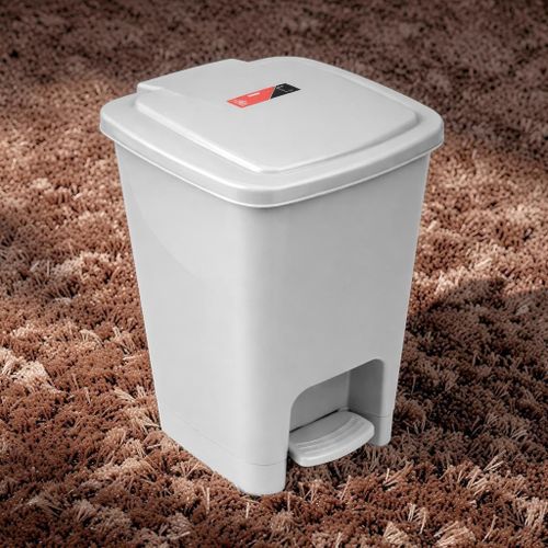 30L Gray Hard Plastic Durable Hinge System Compact Size Step Pedal Waste Garbage Dust Bi