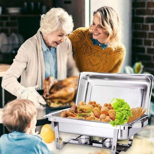 Food Warmer, Chafing Dish Buffet Set, 8QT/9L Buffet Servers with Full Size Food Pans, Fuel Holders, Lids Frames, for Catering, Buffet, and Wedding Parties
