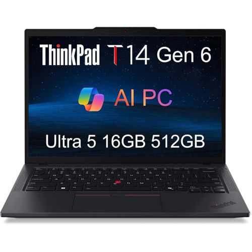 Brand New ThinkPad T14 Gen 6 Business Laptop – Intel Core Ultra 5-225U, 16GB RAM, 512GB NVMe SSD, 14" Display, Backlit Keyboard, Wi-Fi 6E, Thunderbolt, Windows 11 Pro