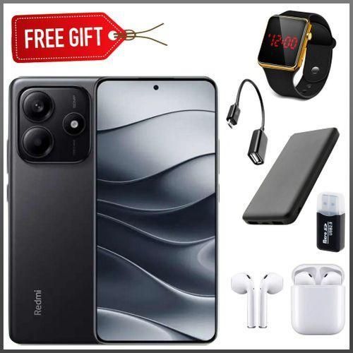 Redmi Note 15, 6.77", 256GB + 8GB RAM (Dual SIM), 5800mAh, Black (2YRs WRTY) - Midnight Black + Led watch, power bank, buds ,card reader,otg