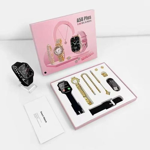 A58 Plus Women Smart Watch Gift Collection with Elegant Accessories
