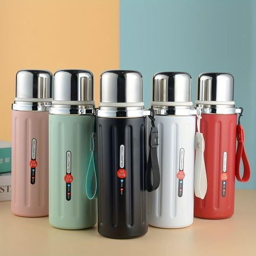 800ml Insulated Stainless Steel Vintage Thermo Cup Outdoor Portable Tea Separation Water Bottle Travel Tumbler Vacuum Flask with Lid
