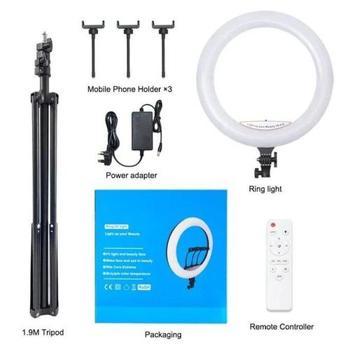 22-Inch LED Ring Light with Adjustable Stand - 58W, 5500K, Dimmable for Photography, Makeup, Live Streaming