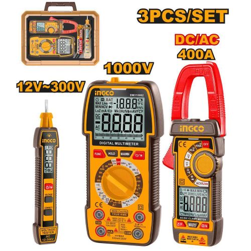 Electrical Test Kit 3pc Digital Multimeter Clamp Meter Voltage Detector