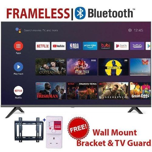 HTC4388FS 43"inch Full HD Frameless BLUETOOTH ENABLED Smart/Android TV InbuiltDecoder/(1 YEAR WARRANTY)+TVGuard+Bracket