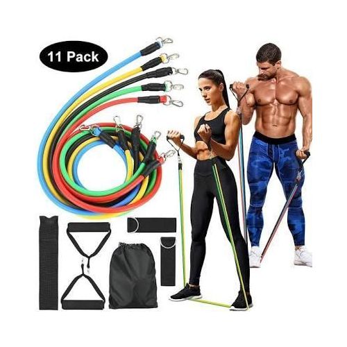 11pcs/Set Pull Rope, Resistance Bands, Portable Fitness Equipment, Ankle Strap, Chest Expander, Elastic Exercise Band