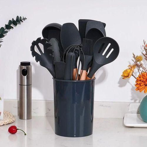 12pcs Silicone spoon set black