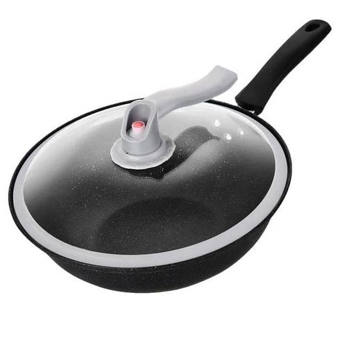 32 cm diameter nonstick wokpan with a glass lid