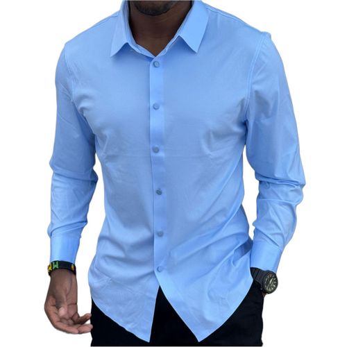 Blue Cotton Slim Fit Shirts