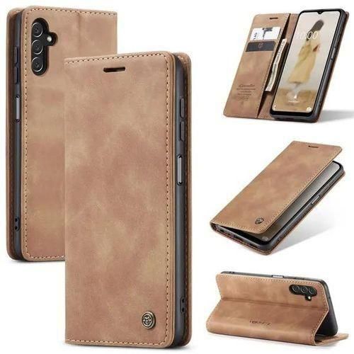 Brown Soft Leather Wallet Flip Cover Case for Samsung Galaxy A54