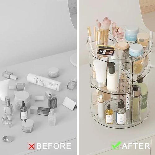 High end luxury 2025 women's rotating makeup organizer makeup display cabinet with brush holder