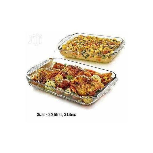 2pcs Glass Set Of Rectangular Baking Trays