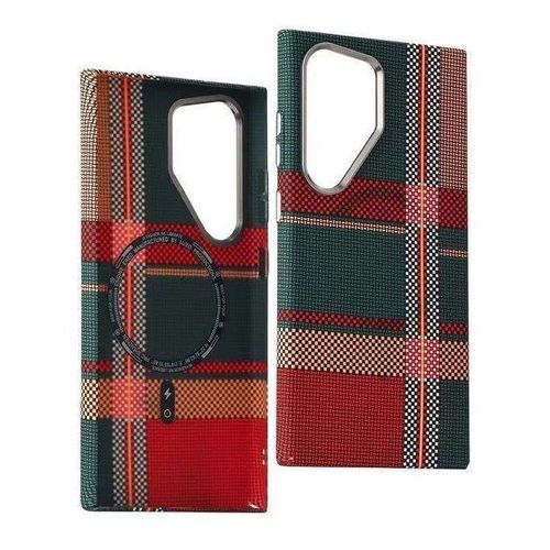 Galaxy S22 Ultra Free Air Carbon Fibre Case with Multicolor Plaid Pattern, Lightweight Protection, and MagSafe Ready