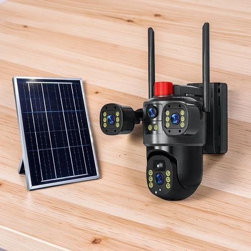 Flexible Mounting Options V380 Pro Mobile 4G PTZ Rotating Triple Lens Three Screens Outdoor Security Solar Camera