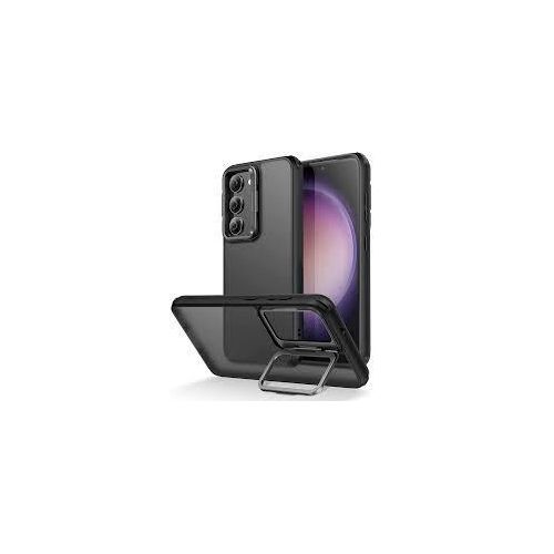 Samsung Galaxy S24 Cover Invisible Foldable Metal Holder/ Support Transparent Magsafe (Wireless Charging) Mobile Phone Case with Five Camera Lens Protector