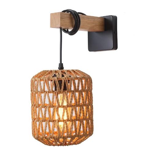 Rustic Black and Wood Wall Lamp