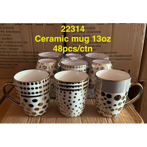 Ceramic mug with golden prints 6pcs