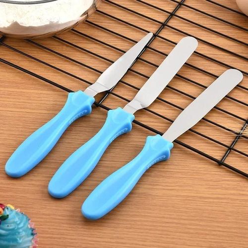 3 Pcs Cake Palette Knife Steel Cake Icing Spatula Flat Angular Triangle Pallet Knife Baking Kitchen Pastry Cake Decoration Tool