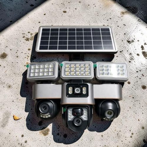 V380 Pro Smart Home Security Auto Tracking 12MP 4G PTZ Multiple Lens screens Solar Camera with Solar Flood Light