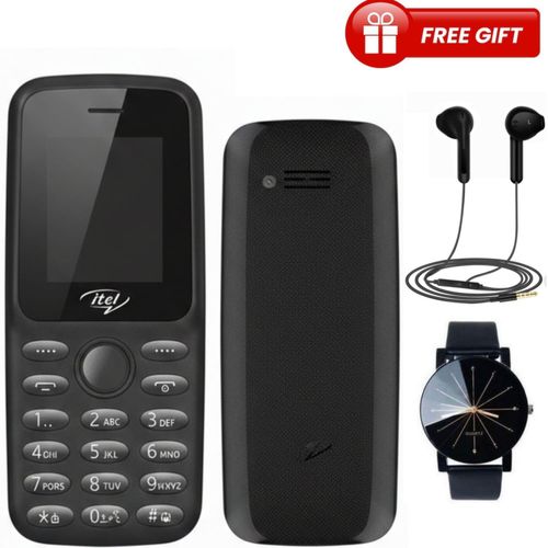 2163 1.8"Display 1000mAh,Torch, Wireless FM- Dual Sim(6 MONTHS WARRANTY)+Earphones+Wrist watch