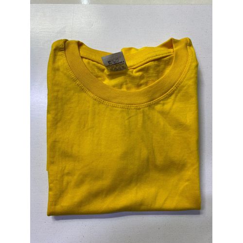 PLAIN YELLOW COTTON ROUND NECK T-SHIRT