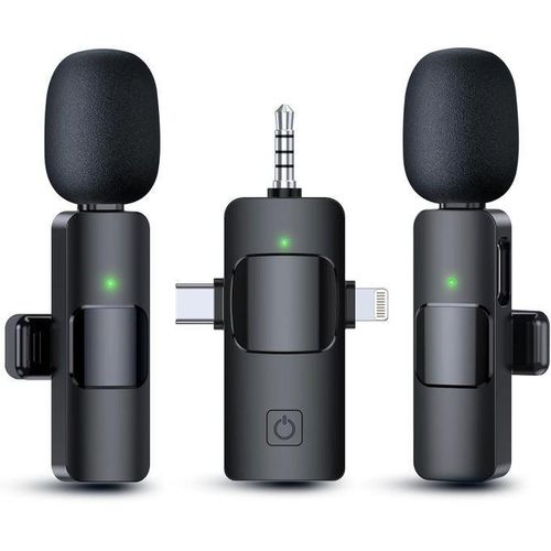 Noise Cancelling Double Mic Wireless Lavalier 3 in 1 for Smartphones