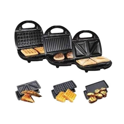 3-In-1 Sandwich Maker, Waffle Maker & Grill – 750W Fast Heating Non-Stick Plates Double-Sided Cooking Easy Clean LED Indicator