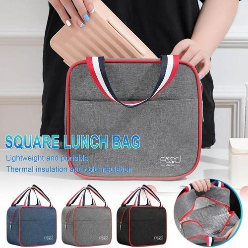 Square Insulated Lunch Bag with Handle and Thermal Layer