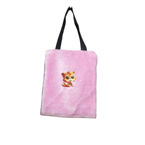 Trending fluffy tote bag color pink