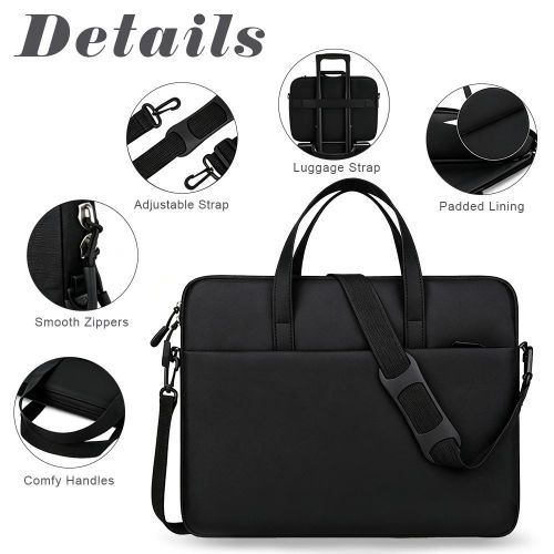 15.6 Inch Laptop Sleeve, Waterproof Shockproof Notebook Carrying Bag with Handle & Front Pocket, Protective Computer Case for Most Laptops - Black