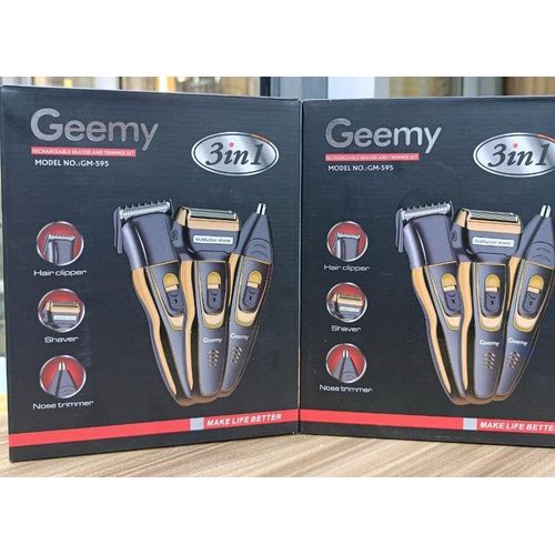 Geemy 3-in-1 Rechargeable Shaver Trimmer Set Shaver Hair Clipper Nose Trimmer 60-Minute Runtime