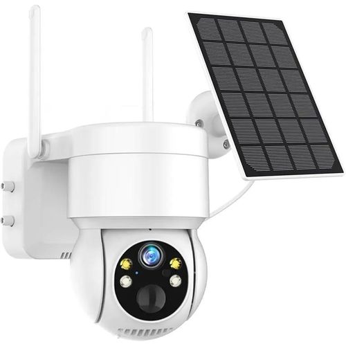 Night vision floodlight security camera PIR with solar panel support local iCloud storage floodlight wifi camera