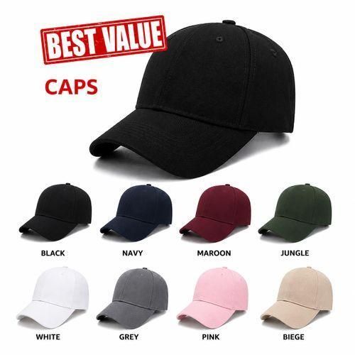 Unisex Adjustable Polyester Baseball Caps- Solid Color Visor Hat